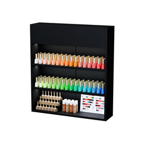 OmySalon 3-Tier Wall Mount LED Wooden Nail Polish Organizer Shelf with USB Touch Control