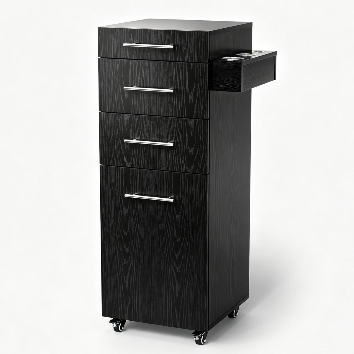 OmySalon SCTDOC Wooden Salon Trolley Cart with Wheels, 3 Drawers, Adjustable Shelf & Tool Holders