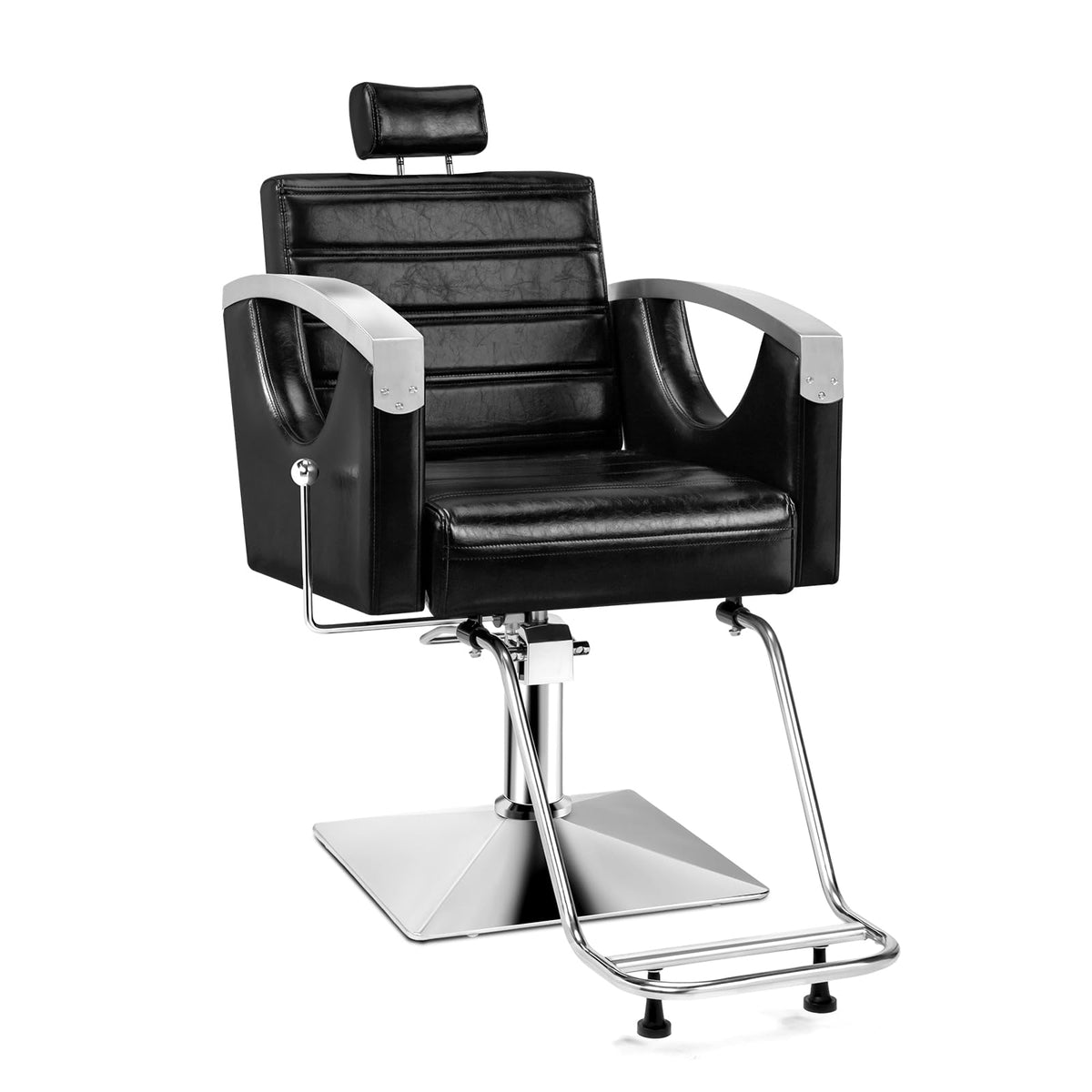 OmySalon SC2611 All Purpose Heavy Duty Hydraulic Reclining Hair Salon Chair w/Headrest and Stainless Steel Armrest