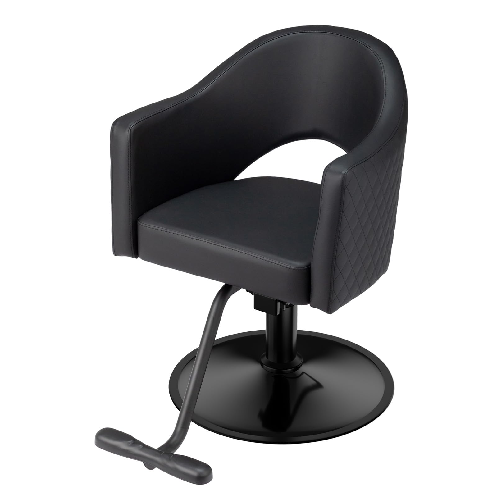 OmySalon SC3401 Heavy Duty 360° Swivel Styling Chair with Rhombus Stitch Pattern Back & Gold Footrest