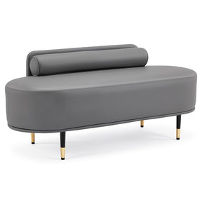OmySalon WRB1601 53.5in Faux Leather Waiting Room Reception Bench Chair with Low Back