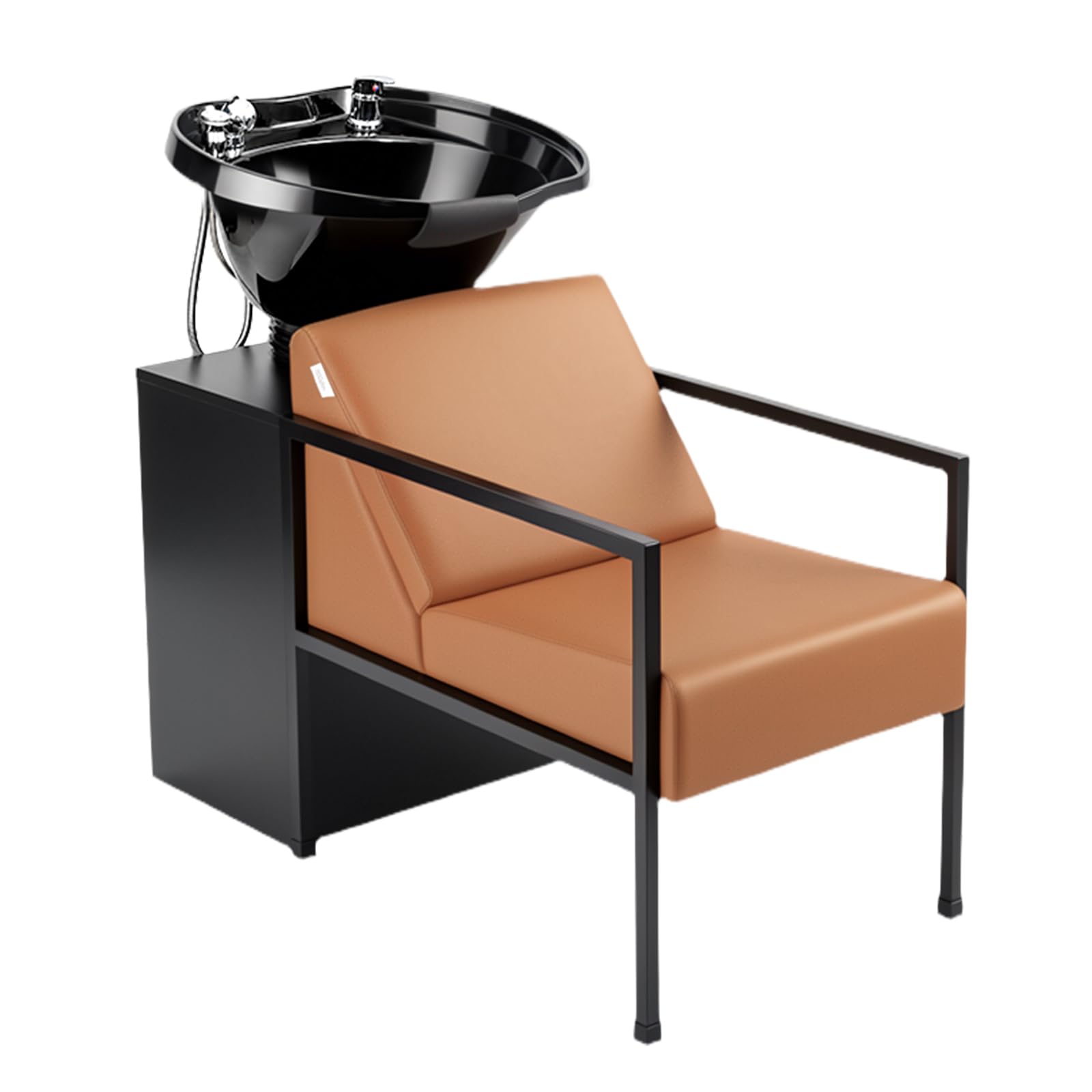 OmySalon BU2101 Salon Shampoo Backwash Chair Unit with Tilting ABS Plastic Bowl & Storage Cabinet Station