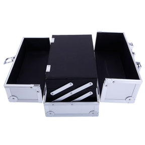 OmySalon SM-2176 Portable Handle Large Storage Lockable Cosmetic Makeup Train Case with Mirror Lock