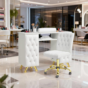 OmySalon MT-SC Nail Manicure Table w/Electric Dust Collector & Wrist Rest & Diamond Decoration