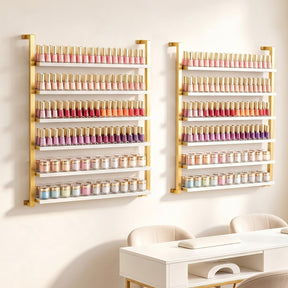 OmySalon 6-Tier Wall Mount Nail Polish Display Rack with Metal Frame