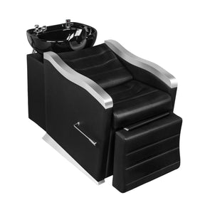 OmySalon BU1501 Salon Shampoo Bowl and Chair Backwash Unit with Ceramic Wash Bowl & Adjustable Footrest
