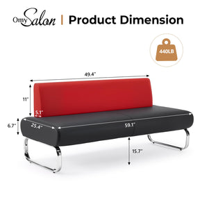 OmySalon WRB2001 Modern 59in Faux Leather Waiting Room Reception Bench Chair with Backrest