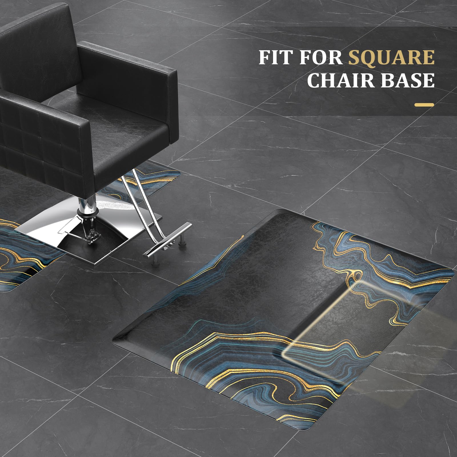 OmySalon 3'x4' Rectangle Salon Anti Fatigue Mat with Square Cutout 3/4" Thick