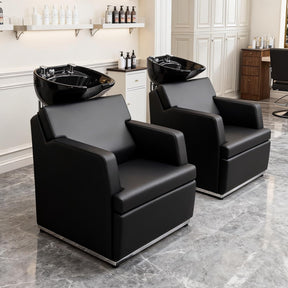 OmySalon BU2601 Salon Shampoo Backwash Chair with Tilting Porcelain Bowl