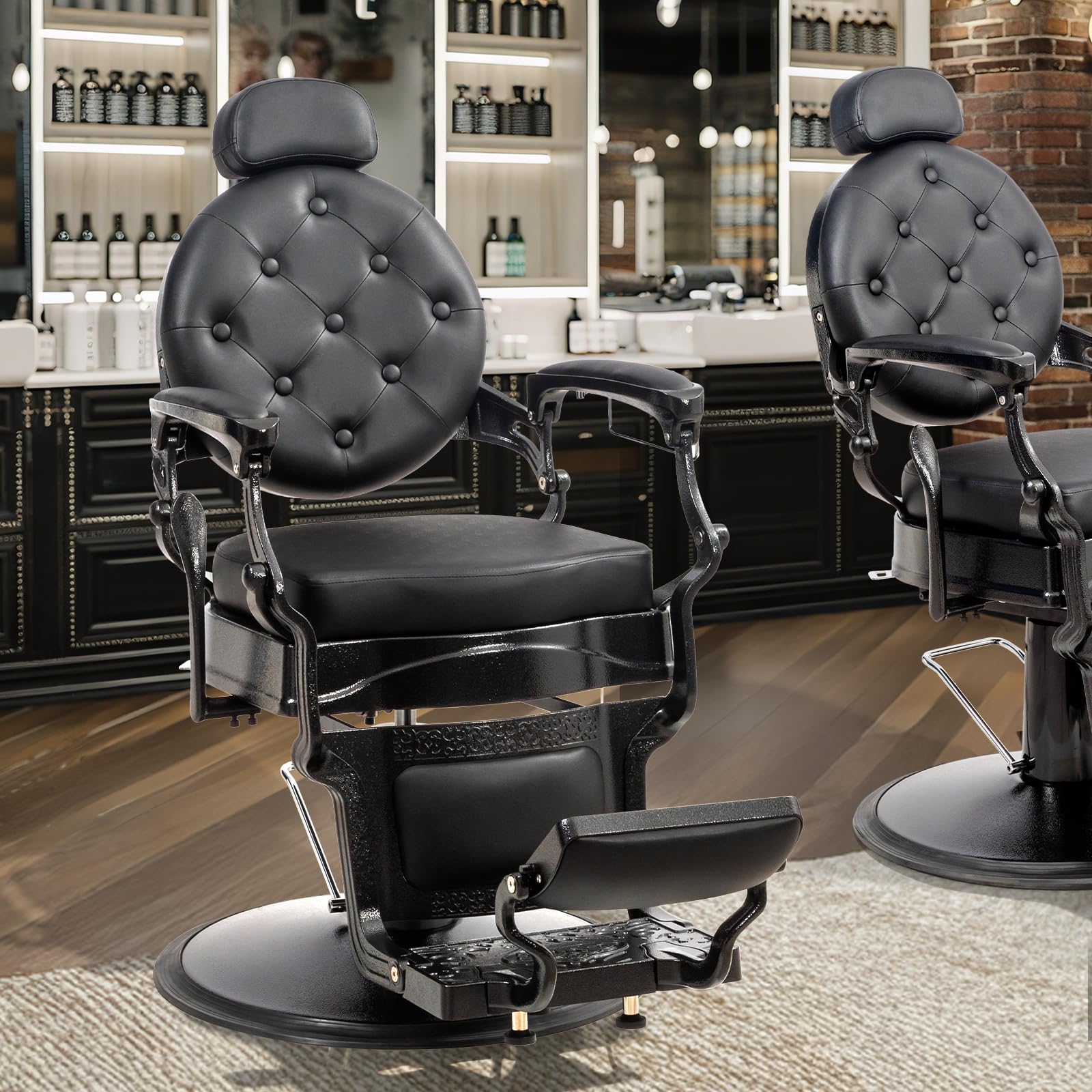 OmySalon BC1604 Retro Heavy Duty Hydraulic Recline Barber Chair