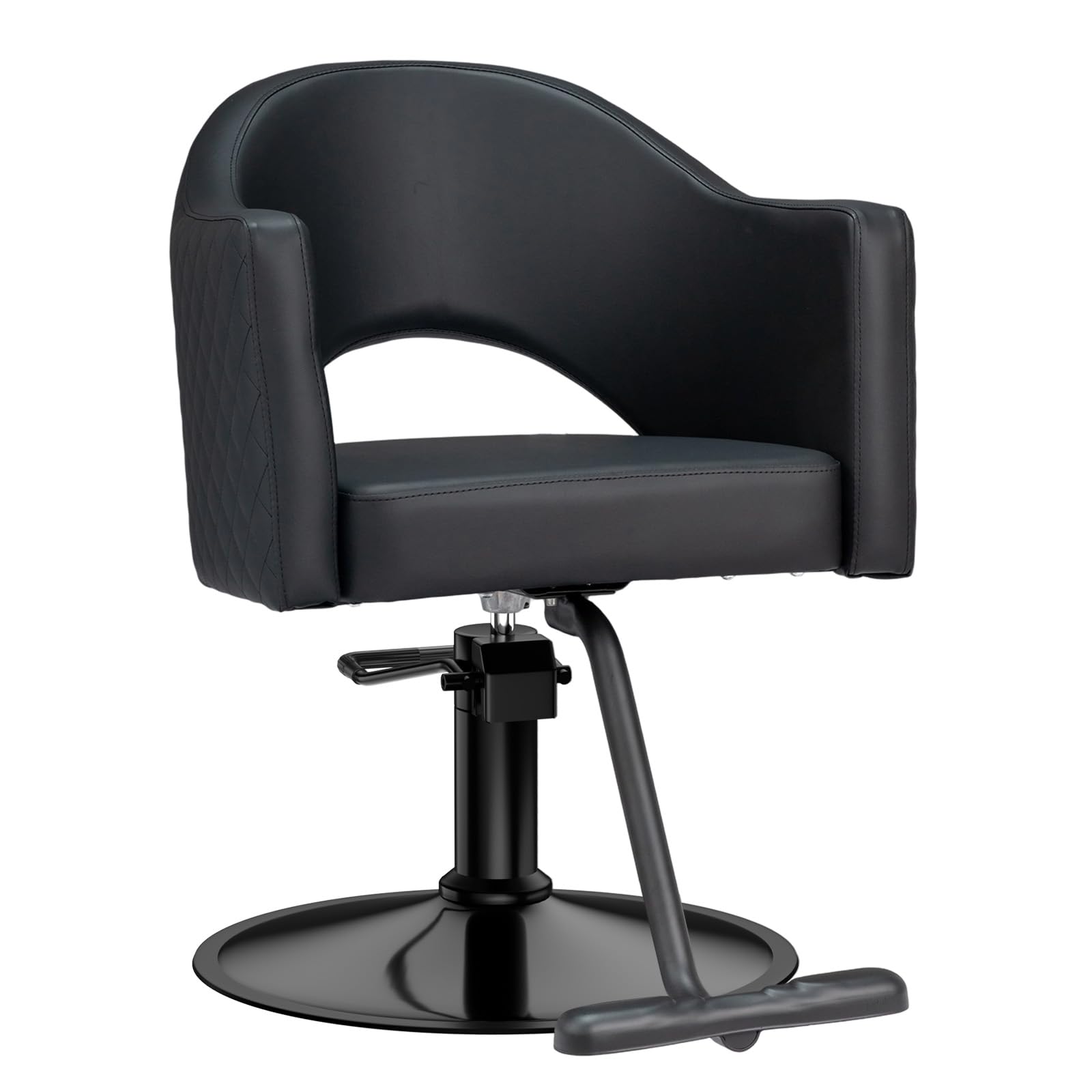 OmySalon SC3401 Heavy Duty 360° Swivel Styling Chair with Rhombus Stitch Pattern Back & Gold Footrest