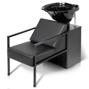 OmySalon BU2101 Salon Shampoo Backwash Chair Unit with Tilting ABS Plastic Bowl & Storage Cabinet Station