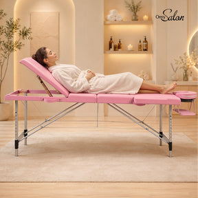 OmySalon FA-MB 84in Portable Height-Adjustable Physical Therapy Massage Table with Aluminum Frame, Face Cradle & Carrying Bag