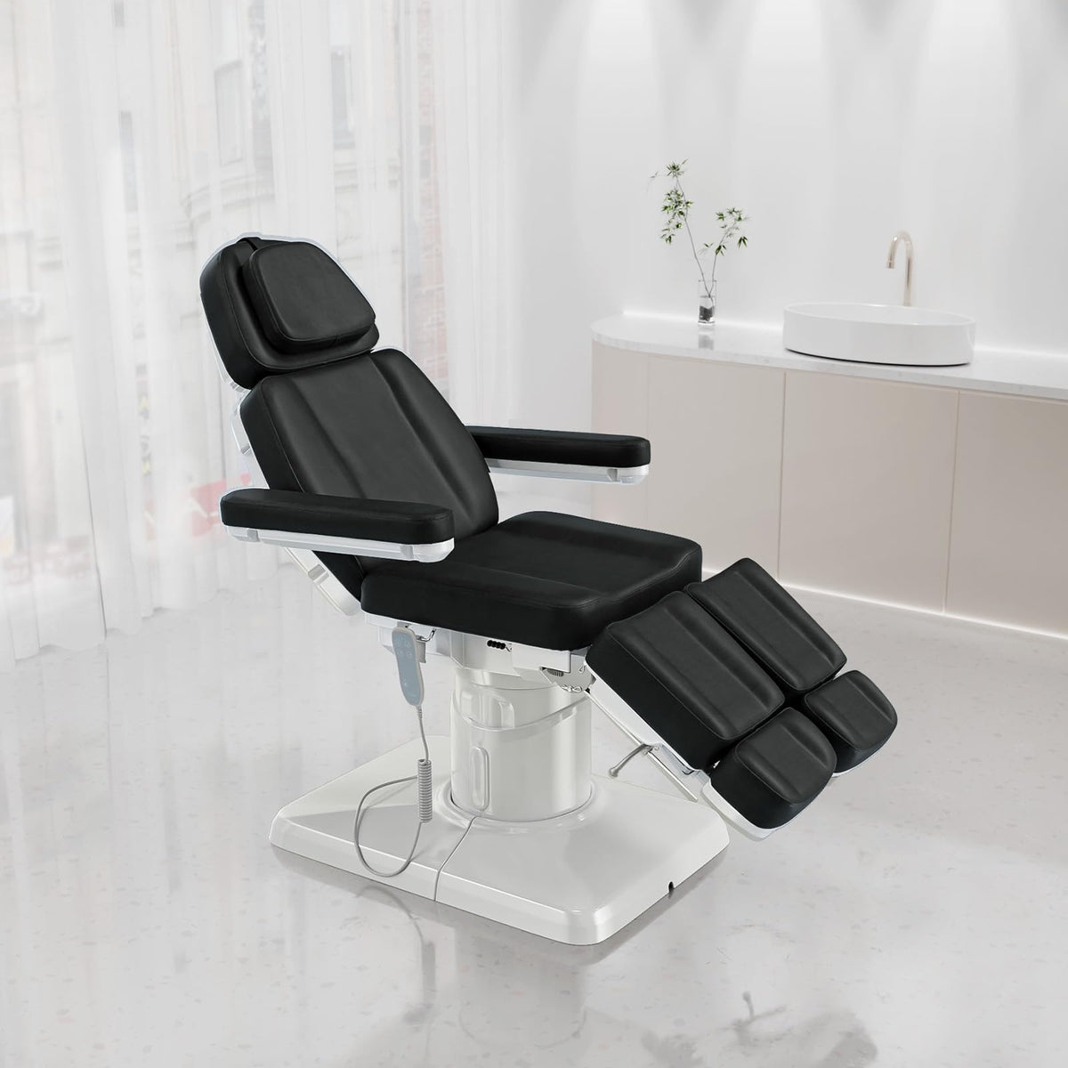 OmySalon LBTC2 73in Electric Tattoo Facial Bed with 2 Motors, Remote One-touch Operate, 90° Rotation and Adjustable Split Legs