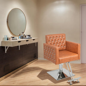 OmySalon SC2801 Modern Heavy Duty Hydraulic Swivel Hair Stylist Salon Chair with Curved Armrests