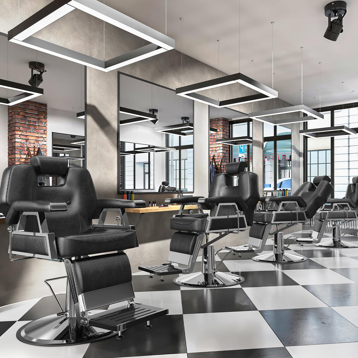OmySalon BC1501 Professional Heavy Duty Hydraulic Reclining Barber Chair