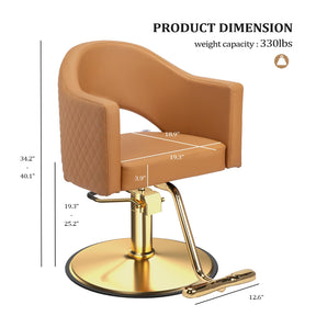 OmySalon SC3401 Heavy Duty 360° Swivel Styling Chair with Rhombus Stitch Pattern Back & Gold Footrest