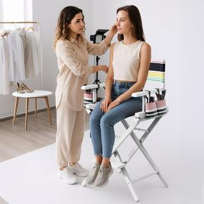 OmySalon 26in Wooden Portable Director Chair Folding Makeup Chair with Storage Pouch