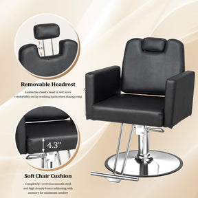 OmySalon SC2311 All Purpose 360° Swivel Hydraulic Reclining Salon Chair w/Headrest