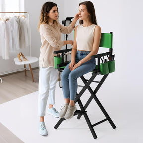 OmySalon 31in Wooden Portable Director Chair Folding Makeup Chair with Storage Pouch