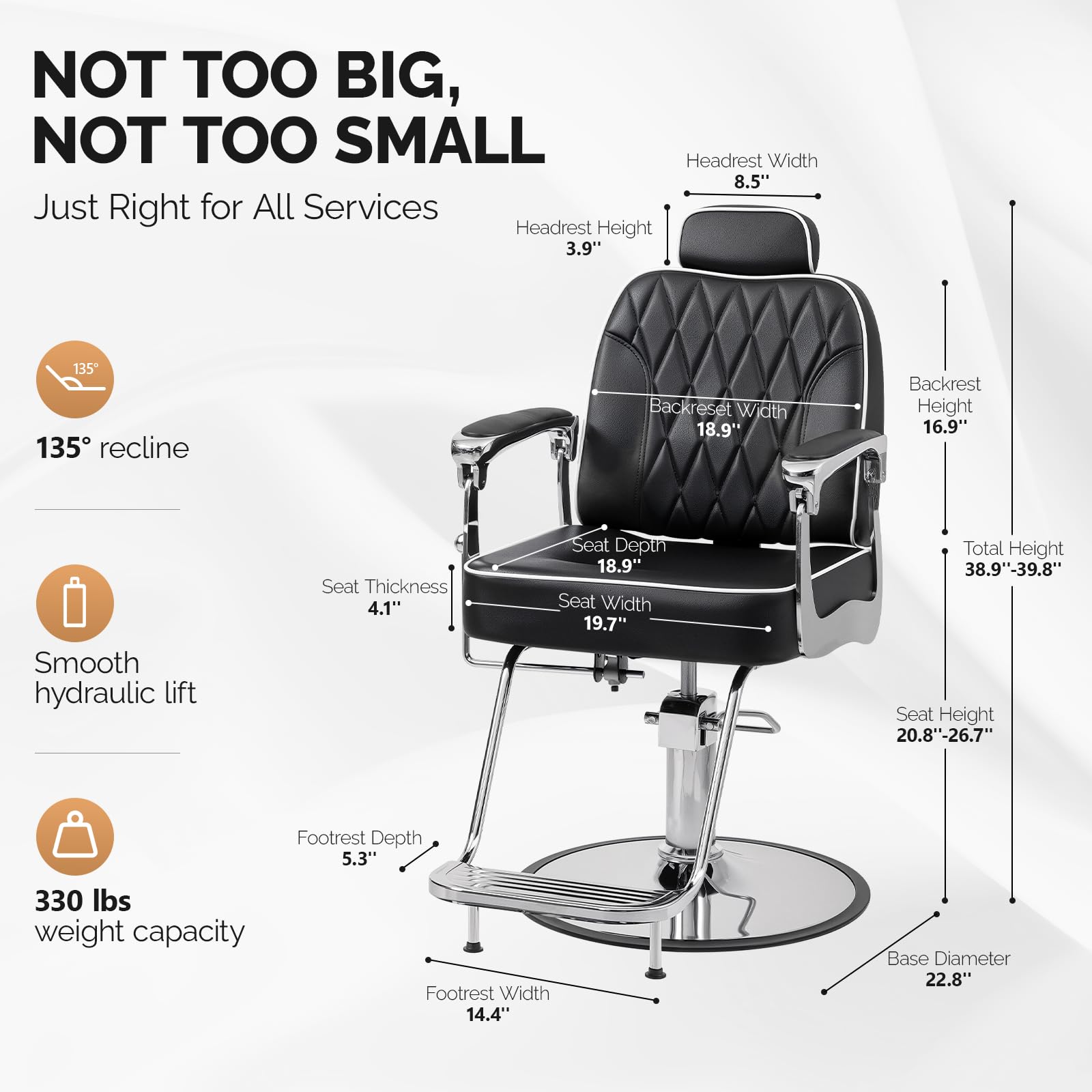 OmySalon SC3901 All Purpose Hydraulic Reclining Salon Chair w/Headrest