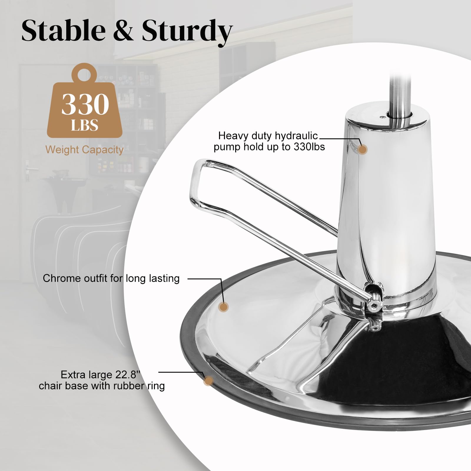 OmySalon SC3501 All Purpose Heavy Duty Hydraulic Reclining Salon Chair w/Headrest and Wave-pattern Armrests