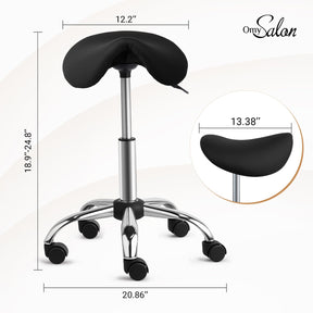 OmySalon Hydraulic Adjustable Rolling Saddle Stool with Swivel Wheels