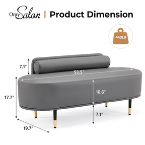 OmySalon WRB1601 53.5in Faux Leather Waiting Room Reception Bench Chair with Low Back