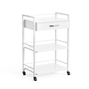 OmySalon Wooden Rolling Utility Esthetician Trolley Cart w/Wheels & Drawer