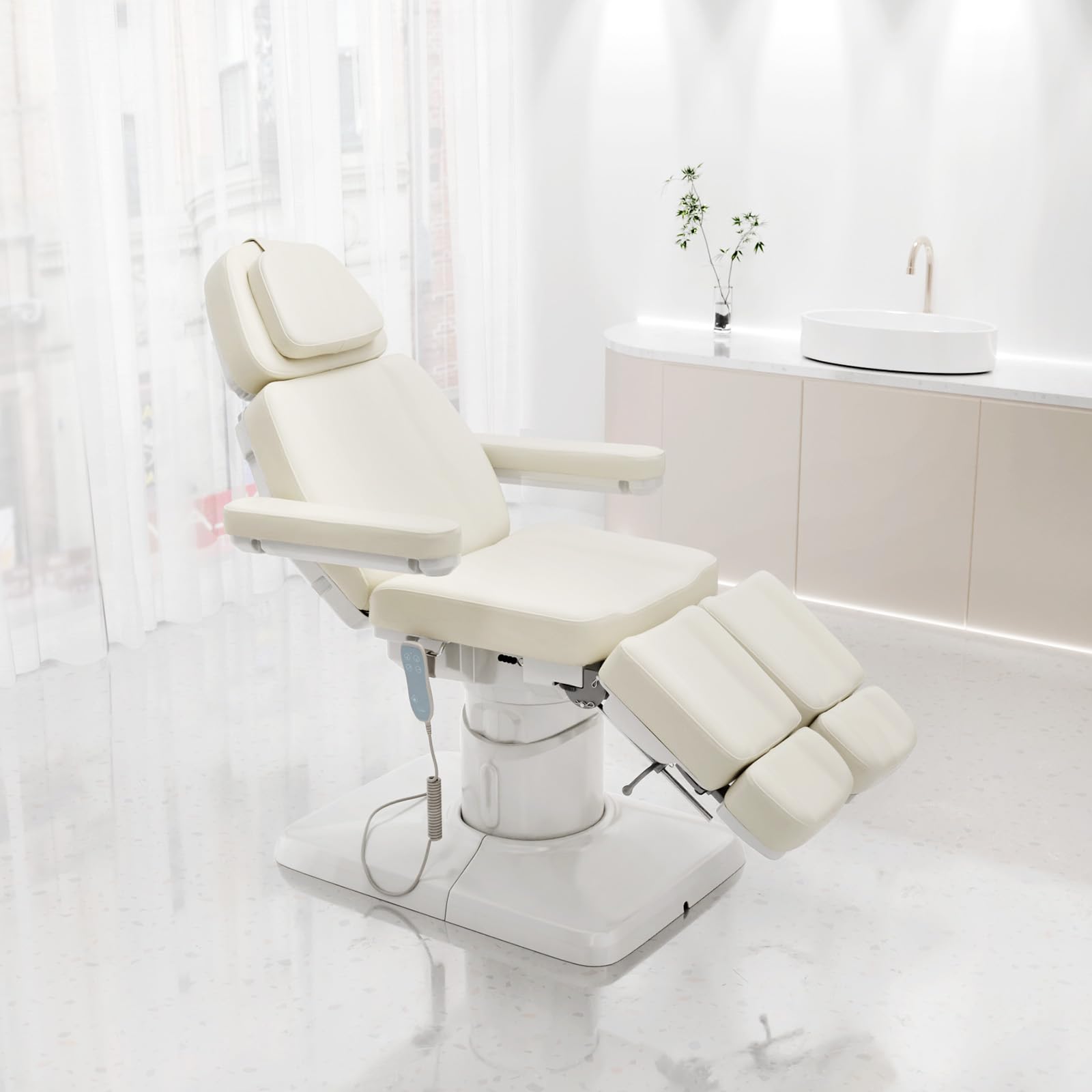 OmySalon LBTC2 73in Electric Tattoo Facial Bed with 2 Motors, Remote One-touch Operate, 90° Rotation and Adjustable Split Legs