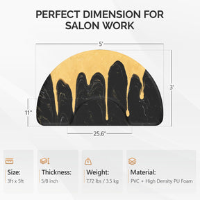 OmySalon 3' x 5' Semi-Circle Anti-Fatigue Salon Mat with Round Cutout 5/8" Thick