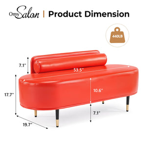 OmySalon WRB1601 53.5in Faux Leather Waiting Room Reception Bench Chair with Low Back