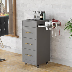 OmySalon ST1601 Wooden Mobile Salon Trolley Cart w/Wheels & 3 Drawers