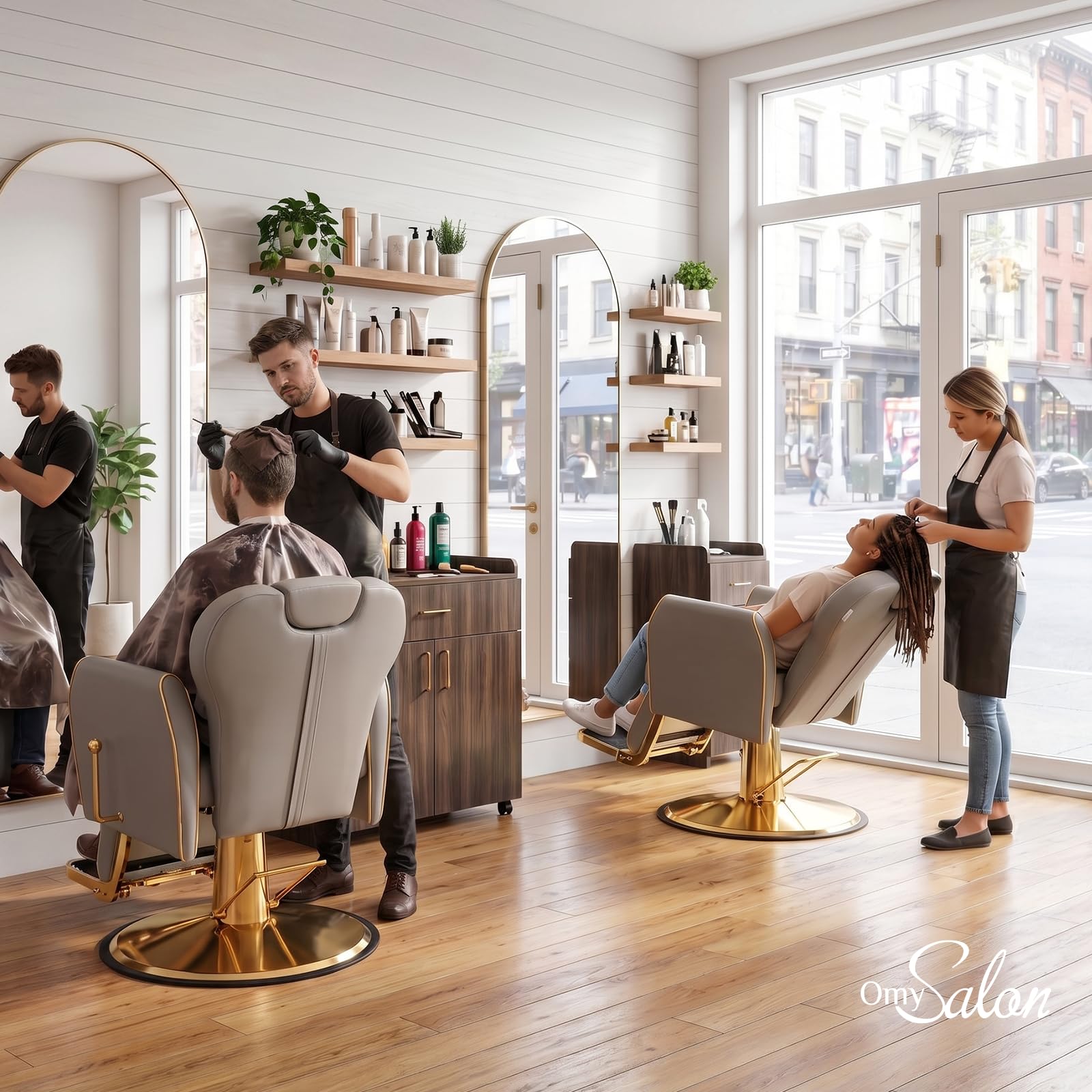 OmySalon BC1701 Heavy Duty Hydraulic Reclining 360° Swivel Barber Chair