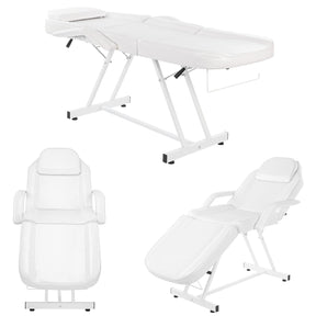 OmySalon 73in Facial Massage Bed Adjustable Spa Bed Tattoo Chair w/Barber Stool Black/White/Pink