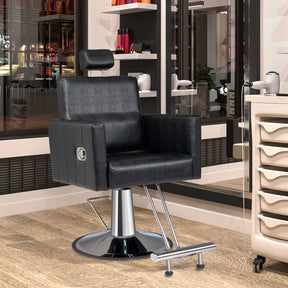 OmySalon SC2401 All Purpose Heavy Duty Reclining Hair Salon Chair w/Headrest and Embossed Pattern