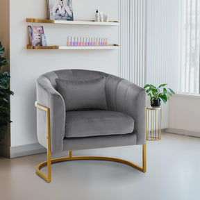 OmySalon Modern Velvet Vanity Manicure Chair with Gold Metal Support & Comfotable Armrest Pillow