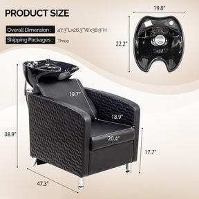 OmySalon BU1411 Salon Shampoo Bowl and Chair Backwash Unit with Tilting Porcelain Bowl