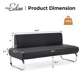 OmySalon WRB2001 Modern 59in Faux Leather Waiting Room Reception Bench Chair with Backrest