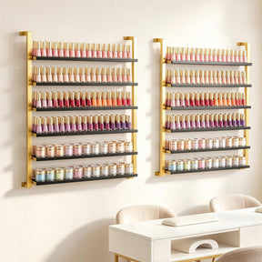 OmySalon 6-Tier Wall Mount Nail Polish Display Rack with Metal Frame