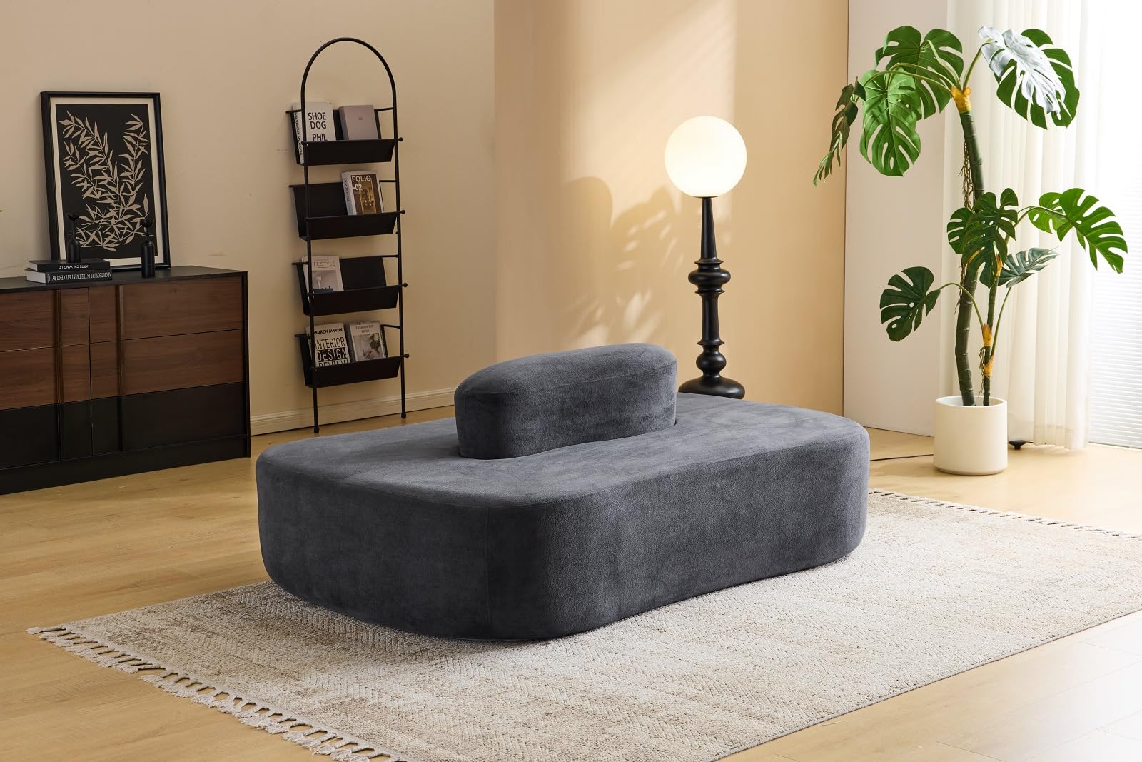 OmySalon SLKS 71.6in Double-Sided Plush Reception Bench for 4-6 People, Fully Assembled