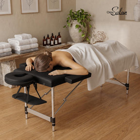 OmySalon FA-MB 84in Portable Height-Adjustable Physical Therapy Massage Table with Aluminum Frame, Face Cradle & Carrying Bag
