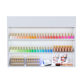 OmySalon 3-Tier Wall Mount LED Wooden Nail Polish Organizer Shelf with USB Touch Control