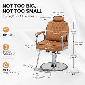 OmySalon SC3901 All Purpose Hydraulic Reclining Salon Chair w/Headrest