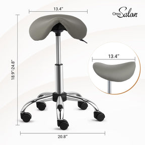 OmySalon Hydraulic Adjustable Rolling Saddle Stool with Swivel Wheels