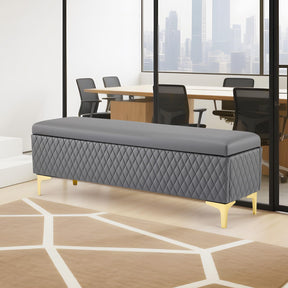 OmySalon WRB1701 53.7in Faux Leather Waiting Room Reception Bench Chair with Hidden Storage