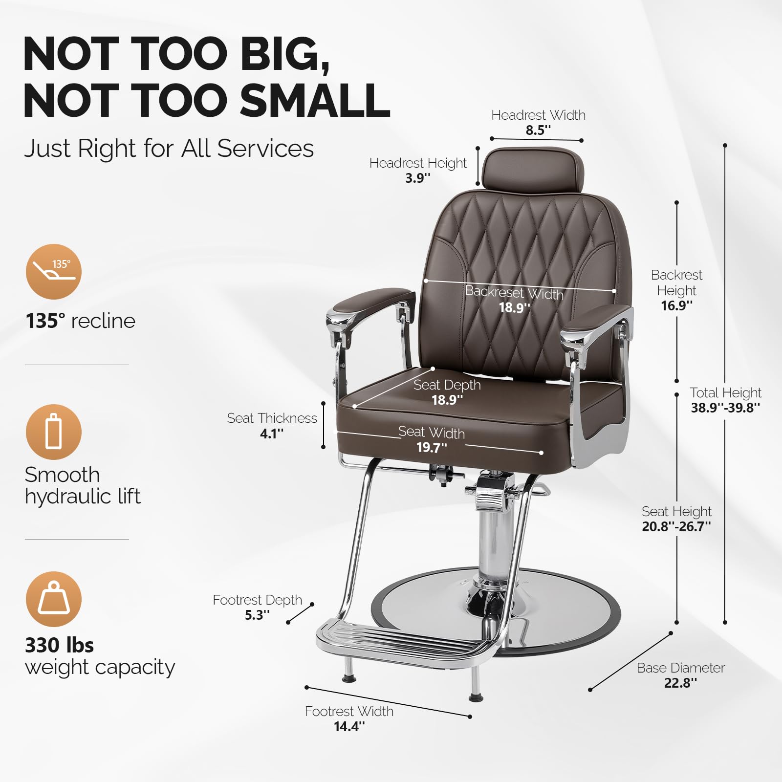OmySalon SC3901 All Purpose Hydraulic Reclining Salon Chair w/Headrest