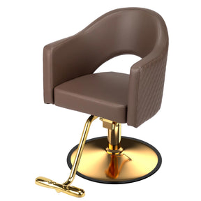 OmySalon SC3401 Heavy Duty 360° Swivel Styling Chair with Rhombus Stitch Pattern Back & Gold Footrest