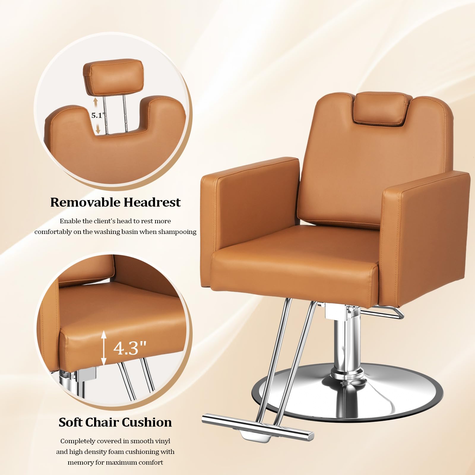 OmySalon SC2311 All Purpose 360° Swivel Hydraulic Reclining Salon Chair w/Headrest