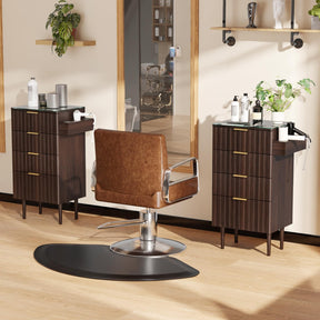 OmySalon SCGFD Modern Retro Salon Styling Station with Glass Top, 4 Drawers & 3 Hot Tool Holders